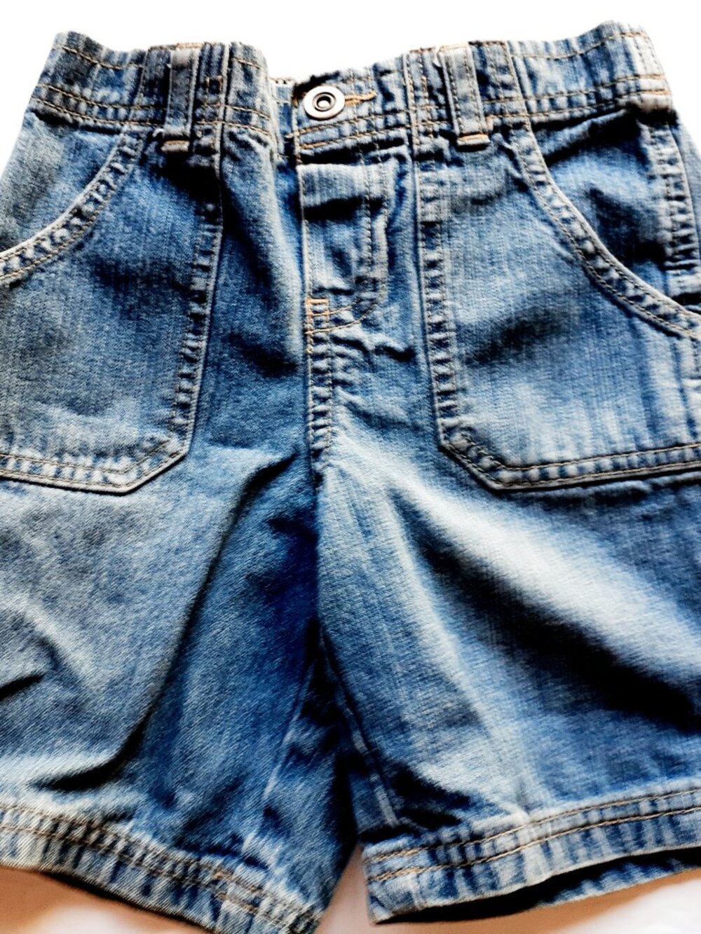Cherokee Toddler Shorts Jean Elastic Waist Jorts Denim Snap 3T Boys Girls